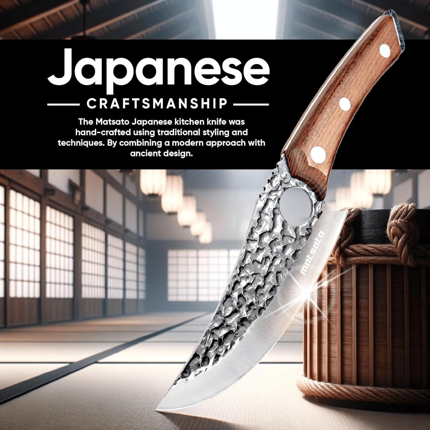 Matsato Japanese Chef Knife, Stainless Steel Knife