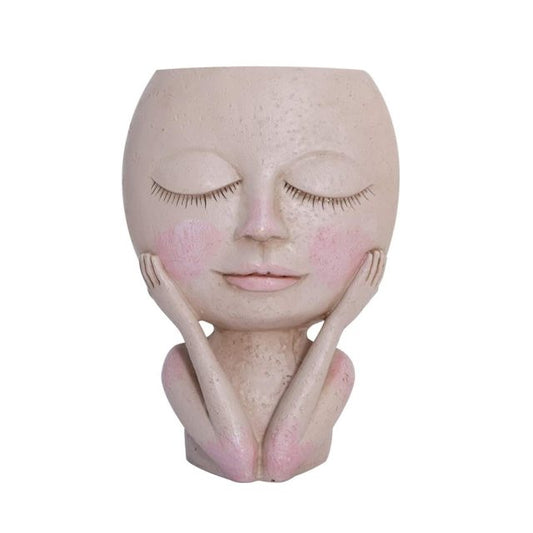 Modern Face Flower Pot Resin Head Planter