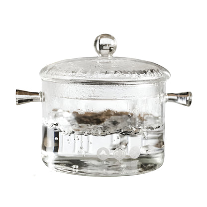 Heat Resistant Glass Cooking Pot With Lid